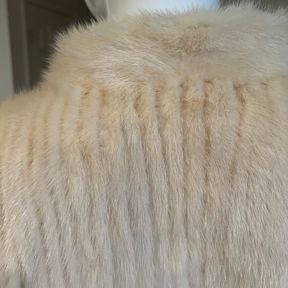 VINTAGE MINK CORDED OXI WHITE CINCH WAIST JACKET SIZE S/M - Picture 6 of 7